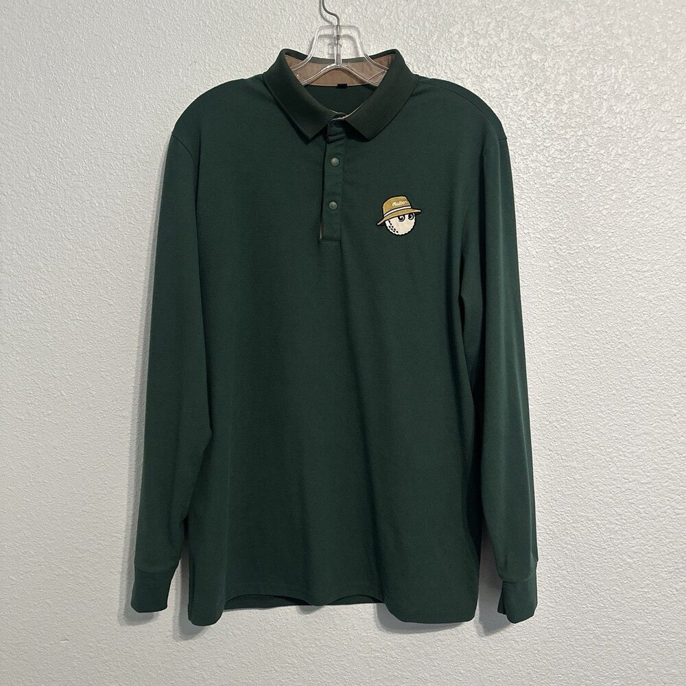 Malbon Golf Polo Men’s Size Large Long Sleeve Green Buckets.